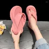 Klänningskor sommar söt rosa kvinnor tofflor tjock sul casual plattform strand flip flops fritid båge sandaler sneakers kvinna