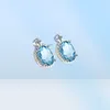 YHAMNI New Fashion Sea blue Stud Earrings 925 Sterling Sliver Jewelry Oval Cubic Zirconia Stud Earrings Wedding for Women YED6953855510
