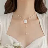 Choker Fashion Pure White Flower Pearl Pendant Long Necklace For Women Clavicle Chain Female Wedding Party Jewelry Bride Gift