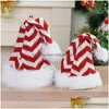 Christmas Decorations Cosplay Caps Xmas Santa Claus Hats Plaid Striped Snowflake Sequins Red White Cap Plush Party Hat Costume Decor Dhvgl