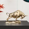 Decorative Objects Figurines Golden bull statue handicraft resin gold bull is used for home living room wine cabinet porch bar tabletop statue decoration. 231201