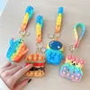 Silicone empurrar bolha saco de moedas chaveiro mini tamanho multifuncional dos desenhos animados spaceman cactus hambúrguer urso coração forma moeda saco ornamentos chaveiros promoção presente