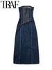 Casual Dresses Tienda 2023 Women Fashion Denim Dress Slim Solid Sleeveless Backless Strapless Midi Long Vestidos