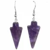 Boucles d'oreilles pendantes TUMBEELLUWA naturel violet cristal pierre gemme crochet/Clip-on pour les femmes