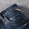 Jeans da uomo Stilista estivo Uomo Retro Nero Blu Ricamo elastico Strappato Corto Homme Pantaloncini di jeans casual vintage