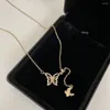 Pendentif Colliers Arrivée Ins Style Collier Papillon Pour Femmes Personnaliser Luxueux Micro Incrusté Zircon Doux Cool Clavicule Chaîne