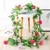 Dekorativa blommor 2m Fake Rose Garland Artificial Silk White Vines Hanging Floral Plante Wedding Flower String Party Garden Decor Mariage