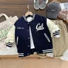 Jacken 28T Kind Mode Jacke für Jungen Mantel Frühling Herbst Baseball Uniform Baumwolle Brief Drucken Oberbekleidung Baby Kind Kleidung 231130