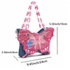 Duffel Bags Criativas Senhoras Denim Borboleta Decoração Acrílica Corrente Ombro Crossbody Bolsa Rosa Mini Bolsa