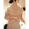 Blusas femininas estilo camisa de malha macia para mulheres bie zhi jue lindo top suéter glutinoso