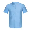 Chemises décontractées pour hommes Chemise d'été pour hommes Couleur unie Lin à manches courtes Col rabattu Fit Slim Vintage Holiday Beach Style Respirant