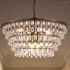 Chandeliers Wellmet Crystal Chandelier Farmhouse 5 Tiers Light Fixtures Modern Bronze 천장 펜던트 W28 인치