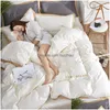 Set di biancheria da letto in cotone di seta a quattro pezzi King Queen Size Trapunta morbida stampata Federa per cuscino Piumino di marca Trapunte da letto Consegna rapida Dhn54