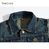 メンズベストSamlona Plusサイズ5xl 6xl Men Denim Jackets Seveless MuttiPocketsジャンベストメンズファッションホールリッピングセクシーなジーンズジャケット231130