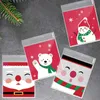 Christmas Decorations 100PCS Pack Baking Cookies Bag Self adhesive Biscuit Gift Candy For Party Supplies Favor 231130