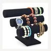 Sacchetti per gioielli Borse Porta bracciale in velluto nero con supporto per orologio a tre livelli per organizzazione ed esposizione di gioielli Organiz267s