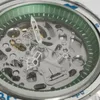 Наручные часы Прецизионный стальной корпус 40 мм с песчаным ремешком Синий сапфировое стекло Полый циферблат Зеленый механизм NH70 с внутренней тенью