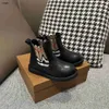 Brand designer Kids boots leather baby shoes size 26-35 high quality martens Including box Elastic band toddler sneakers Nov25