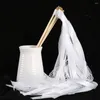 Party Decoration White Ribbon Wands Fairy Sticks Wedding Twirling Lace Streamers With Golden Silver Bell Cheering Prop Favor For