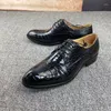 Klänningskor Exotiska äkta krokodil Belly Skin Businessmen Authentic Real Alligator Leather Male Lace-Up Point Toe Oxford