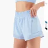 Lu Lu Shorts align Lemon Yoga Femmes Taille Haute Extensible Entraînement Athlétique Fitness Actif 2 en 1 Course Double Couche Short De Sport Jogger