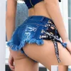 Womens Jeans Y Tassel Denim Booty Shorts Bandage Vintage Cute Bikini Low Rise Micro Mini Short Erotic Cb Wear Fx28 Drop Delivery Appar Dhzqv