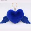 Catene Cangersi ali del cuore Love Hair Ball Keechain Penderant Plush Bag Girl Ornaments Car Spect Gift Llaveros Mujer Keemain R231201