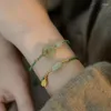 أساور السحر يدويًا منسوجًا على الطراز الصيني على الطراز الصيني أساور Bead Bead Wristband Green Rope سوار محظوظ للأصدقاء