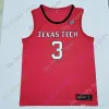 Custom Texas Tech Basketball Jersey NCAA College Holyfield Ramsey Moretti Chris Clarke Vladislav Goldin Clarence Nadolny McClung