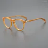 Güneş gözlüğü çerçeveleri Japon el yapımı retro yuvarlak gözlükler erkekler için kadınlar vintage asetat optik miyopi moda yeşil mavi gözlük erkek