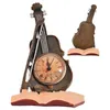 Zegary stołowe Zegar skrzypka vintage ornament retro alarm spoczywa na książce Decor Decor Figurines Dekoracja