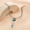 Pendentif Colliers Vintage Green Crystal Collier pour femmes Love Star Multi-couche Perles Étoiles Clavicule Chaîne Party Bijoux Cadeau