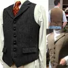 Mens Suit Vest Lapel v Neck Wool Herringbone Waistcoat Casual Formal Business Groomman for Wedding Free Shipping{category}