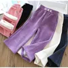 Trousers 3-12Years Autumn Winter Girls Thick Warm Wide-Leg Pants Fashion Korean Children's Loose Casual