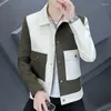 Chaquetas para hombres primavera otoño solapa chaqueta de pana calidad estiramiento slim fit abrigo streetwear hombres moda