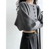 Maglia da donna abbottonata manica a pipistrello corta maglione lavorato a maglia cardigan grigio beige nero Borwn Top autunnali