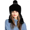 Berety kobiety zimowe czapki narciarstwo ciepłe zagęszczone uuszne futrzaki etniczne czapki moda rosyjskie kobiety kapelusze księżniczka bomber śnieżna czapka śnieżna