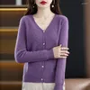 Kadın Sweaters 22 Sonbahar ve Kış Saf Kaşmir Kazak Kadınlar V YALA HARDIGAN KABLI YÜR KISA KISA CATE JACQUARD ALL MACK