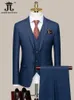 Men's Suits Blazers Blazer Vest Pants Luxury High end Brand Boutique Plaid Casual Business Suit 3 Pcs and 2 Set Groom Wedding Party Dress Jacket 231201
