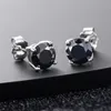 Stud Echte 0,5-2 Karat Schwarze Ohrstecker Für Männer Frauen Solide 925 Sterling Silber Solitär Diamant Runde Ohrringe Schmuck 231130