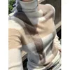 Maglioni da donna Maglione in cashmere Collo alto Colore coordinato Pullover in pura lana Moda Plus Size Caldo maglia con fondo Shir