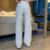 2024 Womens byxor Fashion Button Pocket Trim Slim Fit Trouserss Designer Pants Patch High midjan