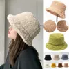 Wide Brim Hats Bucket Lamb Wool Faux Fur Hat Winter Warm Teddy Velvet for Women Lady Thicken Bob Panama Outdoor Fisherman Caps 231130