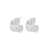 Hoop Earrings PANJBJ 925 Sterling Silver C-type Earring For Women Girl Multi-layer Crossing Simple Korean Office Jewelry Gift Drop