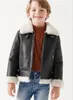 Manteau en cuir Pu de qualité supérieure, nouveau tempérament tendance, automne-hiver, vêtements pour garçons, veste en cuir noir pour enfants, 2024