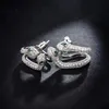 Fashion- double snake head earrings female exaggerated snake white gold gold single left ear bone clip fashion personality animal 302I