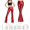 Women's Pants Gold Women Shiny Flare Trousers Laser Sexy Wetlook Bell Bottoms Retro 70s 80s Disco Hip-hop Dance Skinny Stretch