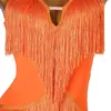 Stage Wear Haute Qualité Orange Femmes Latin Dance Ballroom Robe Sexy