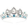 Fermagli per capelli Sposa Matrimonio Corona Principessa Ragazza Copricapo Gocce d'acqua Vetro Tiara di cristallo Accessori per fotografia