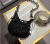 Sacos de noite casual oco pequeno tote designer corda tecido mulheres bolsas verão trança praia fishnet bali balde bolsas 2024 sac